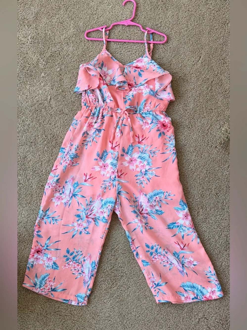 Japna Kids Floral Ruffle Adjustable Strap One-Piece Romper